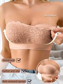 Snug Zone 1pc Women Lace Patchwork Wireless Camisole Bra - Apricot - View 6