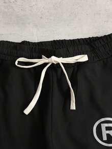 ROMWE MEN Street Life Men's Contrast Stitching Hoodie Set - Black - View 4