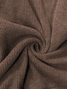 Elaquor Plus Size Women Brown Casual Solid Color Elastic Knit Leggings, Brown Pants For Women, Versatile All-Match Pants For Autumn/Winter - Apricot - View 7