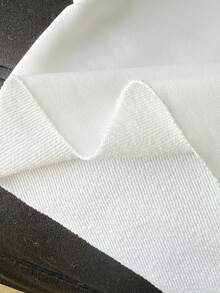 SHEIN 少女深白色短款卫衣，高腰长袖休闲简约纯色卫衣，适合日常休闲穿着，秋冬季白色卫衣，少女可爱纯色卫衣，青少年卫衣，少女长袖短款卫衣，长袖卫衣，无图片 - 白色 - 查看 6