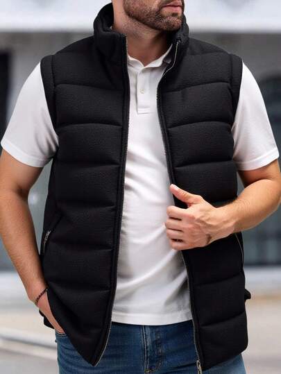 SHEIN Heren Hoogwaardige Speciale Stof Mouwloze Normale Winterjas Vest
