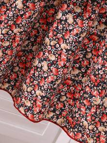 SHEIN Set de 2 piezas: Chaqueta de punto acanalado casual con decoración de lazo y vestido deslizante minimalista estampado, para primavera/otoño - Burdeos - Ver 6