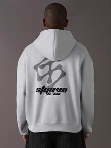 STYNVO 男士字母印花长袖口袋休闲连帽卫衣，秋冬男士图案连帽衫 Sp5der 男士连帽衫 Sumwon 男士连帽衫 健身连帽衫 男士 Manfinity 男士连帽衫 - 灰色 - 查看 5