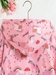 SHEIN 少女卡通印花连帽长袖夹克