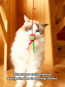 PETSIN Juguetes para gatos, varilla de juego, múltiples estilos, varilla de juego con plumas, gatitos, gatos adultos, relajación interactiva, juguetes de diversión propia para gatos - Multicolor - Ver 2