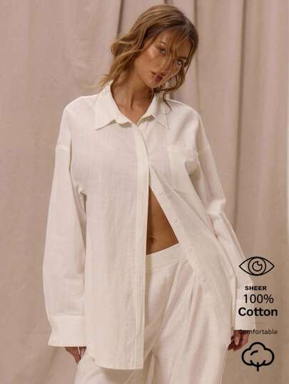 MUSERA 超大款长袖衬衫，度假休闲优雅沙滩装，波西米亚浪漫风，伊比沙岛海滩罩衫，矿物色超大款，机场海滩装，返校季，冬季优雅情人节，春夏