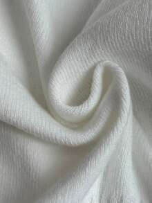 SHEIN Elenzya 时尚独特休闲腰部收紧半高领拼色 A 字形褶皱针织长袖毛衣裙，修身版型，女式，春秋季 - 白色 - 查看 7