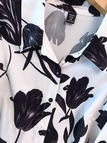 SHEIN 大码女式经典简约修身衬衫，百搭秋冬装，适合日常通勤 - 彩色 - 查看 3