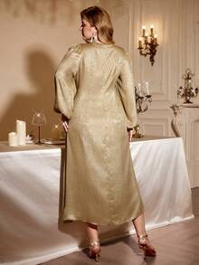 Auralis Elegant Plus-Size French Gold Maxi Dresses,Formal Autumn Women's Clothing,Middle Eastern Party Dress,Prom Wedding Date Outfits,New Year's Eve Gown - Champagne - View 2