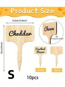 10pcs Reusable Wooden Fruit And Dessert Square Label Sticks, DIY Cheese Name Tag, Perfect For Parties, Weddings, Birthdays, And Buffet Table Decoration,Christmas