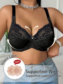 DesireSculpt Sujetador con aros y encaje en tallas grandes - Negro - Ver 6