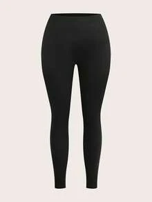 Slaydiva 3pcs/Set Plus Size Casual Leggings In Black, Brown, Dark Grey, Suitable For Autumn, Winter, Spring - Black - View 3