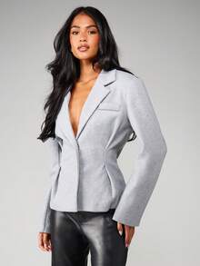 MISSGUIDED Double Breasted Lapel Collar Blazer For Professional Business Office Wear - Grey - View 3