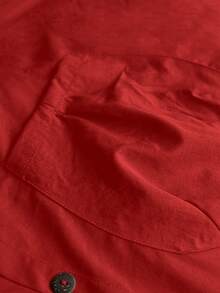 SHEIN LUNE Plus Size Casual Hooded Long Jacket With Large Pockets - Red - View 4