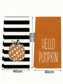 2 buc Prosoape de Halloween pentru Ziua Recunoștinței de Toamnă - Poliester super moale, Foarte absorbante, Prosoape decorative pentru bucătărie și baie, Prosoape cu desene animate de dovleac, dungi, cu imprimeu de litere