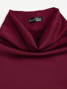 Sweetra High Neck Halter Elegant Basic Tank Top With Elastic Adjustable Drawstring Back - Burgundy - View 6