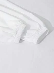 SHEIN Explorewe Streecool Teen Girl Casual College Style Teen Girl Solid Color Patchwork Long Sleeve Short Casual Dress - Black - View 6