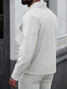 Manfinity CasualCool Áo khoác nam màu trơn đa năng thường ngày đi làm, mùa thu - Màu Xám nhạt - Xem 2