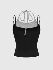 ROMWE Y2K Rhinestone Sparkly Spaghetti Strap Cami Top, Sexy Party Holiday - Black - View 2