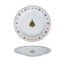 Cirelle 1SET Christmas Tree Plates, Ceramic Holiday Dinnerware Set Includes Dinner Plate, Egg Holder & Mug With Red Trim, For Indoor/Outdoor Christmas Party, Camping, Picnic
