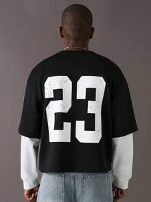 STYNVO Men's Casual Colorblock Letter Print Pullover Sweatshirt, Autumn