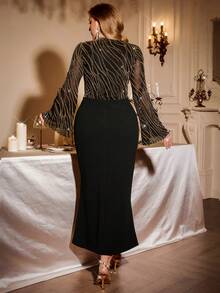 Auralis Große Größen Elegantes Bodycon-Kleid mit Glockenärmeln für Damen