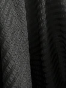 SHEIN PETITE American College Style Commuter High-Waisted Versatile Design Fitted Long Sleeve Blouse Top For Women, Autumn/Winter - Black - View 4