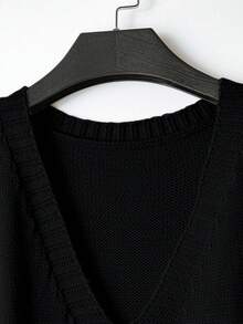 EMERY ROSE New Solid Color Knit Vest Top, Minimalist European And American Style, Versatile And Fashionable - Black - View 3