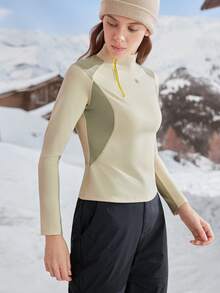 In My Nature Nature Hike 女士户外高领T恤衫/上衣，弹性亲肤，秋冬季 - 黃色 - 查看 4