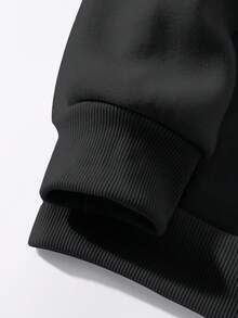 EURMUSE Áo hoodie dài tay thường ngày có mũ trùm đầu in chữ cho nam - màu đen - Xem 5