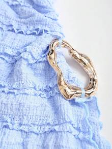 Sweetra Blusa de manga larga con bajo asimétrico y decoración metálica, hecha de tela texturizada, adecuada para ir a trabajar y salidas, primavera/verano/otoño