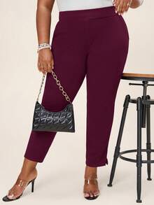 Comfylo Quần đi làm thường ngày cỡ lớn dành cho nữ - Màu Đỏ Sâu - Xem 6