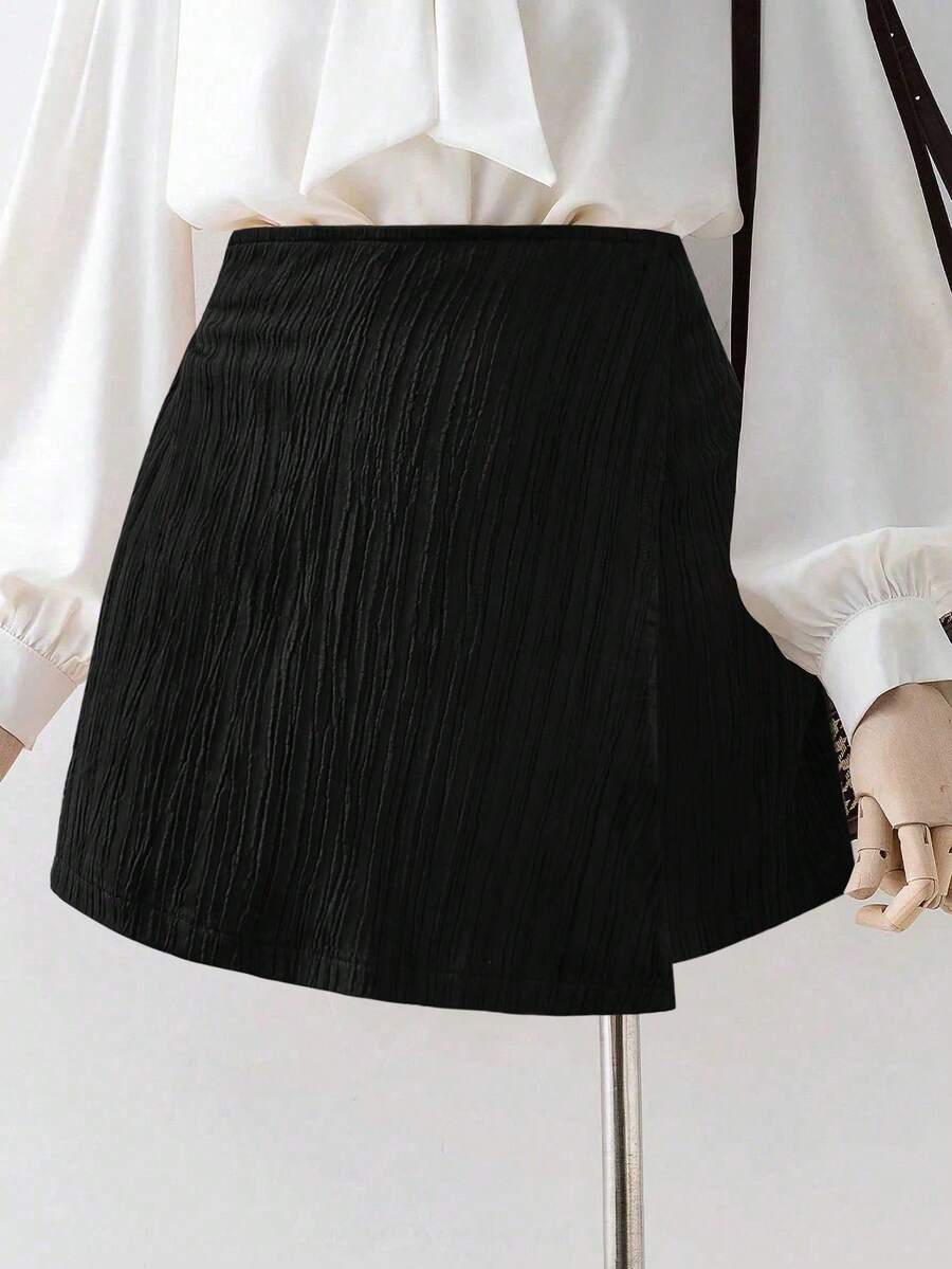 Chiquease Quần đùi nữ Bất đối xứng Trọn gói màu trơn Giải trí - màu đen - Xem 1