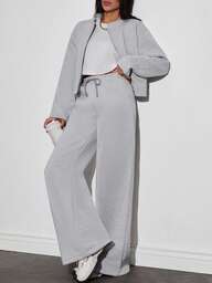 EURMUSE Femmes, Automne, Veste, Pantalon, Coupe ample, Décontracté