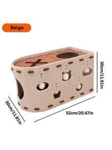 PETSIN 1 Piece Size 52x30x30 Scratch-Resistant Non-Shedding Double-Layer Design 2 In 1 Cat Bed With Scratching Post Sturdy Construction Anti-Bottom Easy To Assemble Reusable Felt Material Neutral Gray And Black Cat House New Pet Bed For Cats Ideal For Cat Owners As A Christmas Gift - Multicolor - View 3