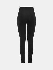 SHEIN Girlism Tween Girls' Casual Yoga Sports Fitted Zip-Up Collar Knit Top & High Waist Leggings Set,Black Autumn Modest Gym Outfit For Fall Winter Daily Wear - Black - View 6