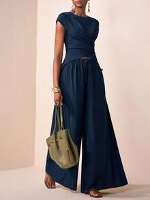 Zivah 2025春夏新款休闲度假日常出游百搭穿搭优雅邮轮旅行海边沙滩度假日光浴网红款小圆领叠穿 - 藏蓝色 - 查看 5