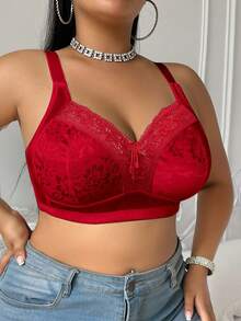 SHEIN 1pc Plus Size Wireless Bra, For Christmas