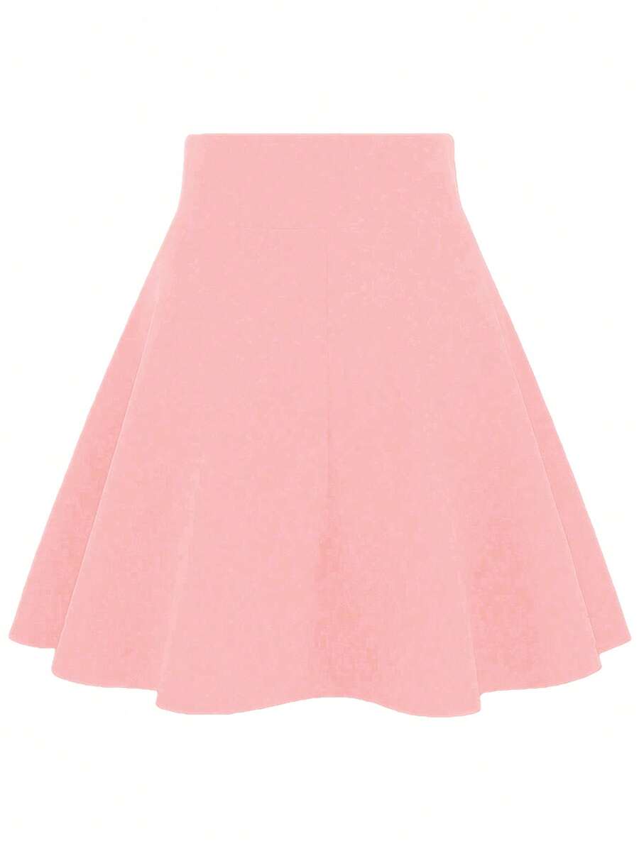 EMERY ROSE 女式纯色高腰休闲/办公室中长裙 - 粉色 - 查看 1