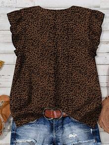 Rusticease Camisa casual de mujer con estampado de leopardo, apta para otoño/verano - Multicolor - Ver 2