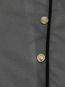 Franclia 优雅高腰开衩裙，时尚显瘦，适合秋冬 - 灰色 - 查看 4