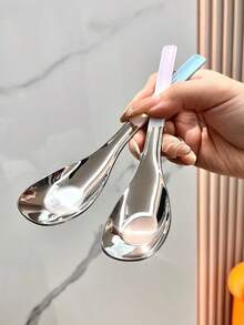 Joivida 3件/6件装不锈钢勺子，锭形勺，小饭勺，加深勺，餐具，韩式汤匙，圣诞节，情人节 - 彩色 - 查看 7