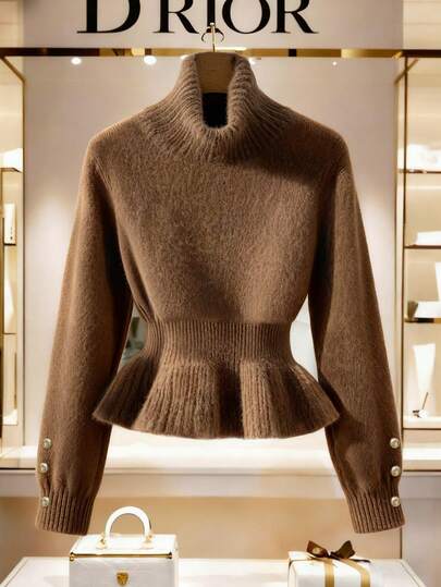 Franclia New Elegant High-Quality Plush Knit Pullover Sweater For Women, Autumn/Winter