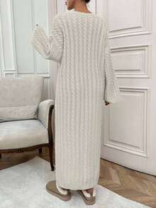 EURMUSE Váy len dệt kim dài cho nữ - Màu be - Xem 2