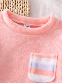 2pcs/Set Soft & Comfortable Girls Pajama Set, Including Long Sleeve Top And Plaid Pants - Multicolor - View 5