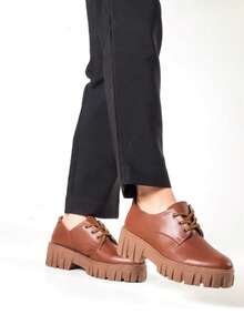 Women Oxfords Shoes - Camel - View 2