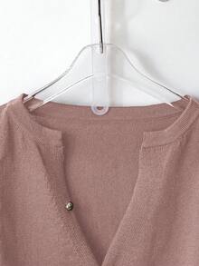 GlowEve Nuevo chaleco de punto con cuello en V para mujer, de unicolor, elegante, versátil, top de punto de moda minimalista - Rosa vieja - Ver 5