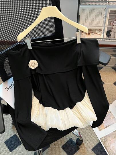 GlowEve CURVE Plus Size Colorblock Waist Cinched Knit Top