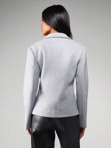 MISSGUIDED Double Breasted Lapel Collar Blazer For Professional Business Office Wear - Grey - View 2