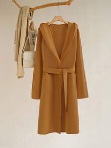 GlowEve Áo khoác dài rộng có mũ thanh lịch dành cho nữ - Lạc đà - Xem 1